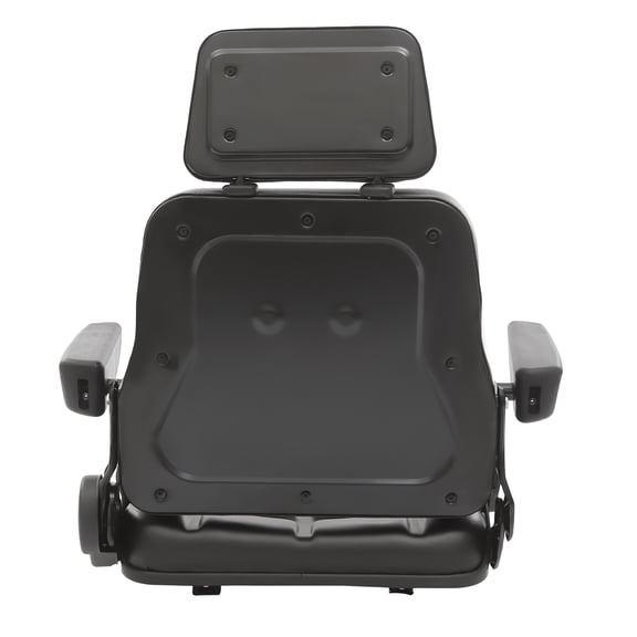 FOGGBET Universal Tractor Seat with Adjustable Armrests and Headrest, 220LBS Capacity,Backrest Adjustable Angle 35-180 PVC, Auto Safety Belt, for Tractors/Harvesters/Forklifts (Black)