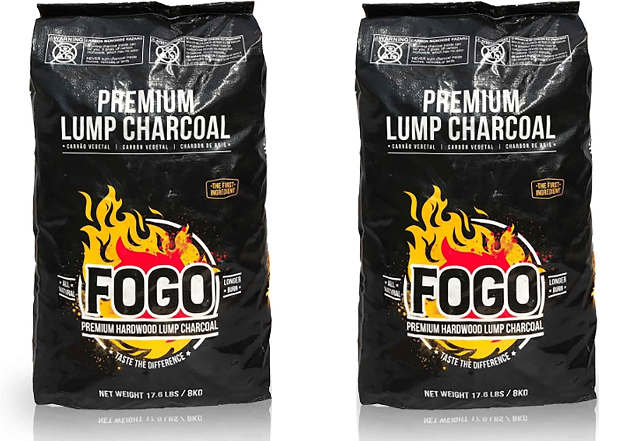 FOGO Premium Hardwood Lump Charcoal, Natural, Medium and Small Sized