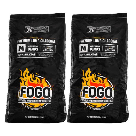 FOGO Premium Oak Restaurant Grade All-Natural Hardwood Medium Sized Lump Charcoal for Grilling and Smoking , 35 Pound Bag 2-Pack