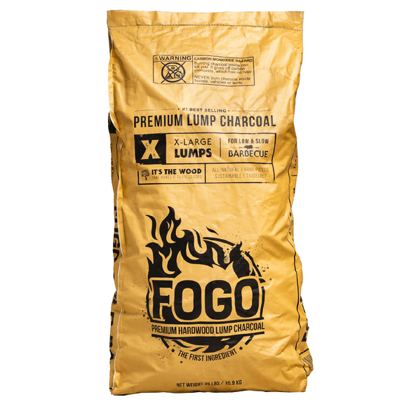 FOGO Premium Hardwood Lump Charcoal, Natural, Large Sized Lump Charcoal for Grilling and Smoking, Restaurant Quality, 35 Pound Bag