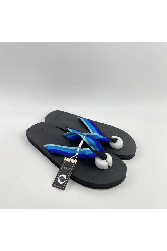 Chappals,Men's Leather Flip Flops Arch Support Summer Beach Pool Water Thong Sandals Waterproof Rubber Walking Shoes - SIZE:9.5