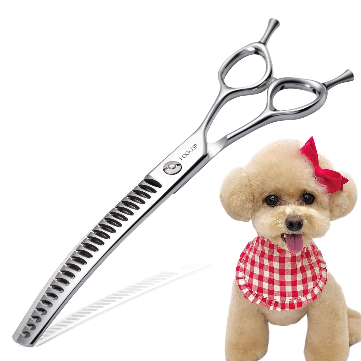 FOGOSP Curved Chunkers Shears Dog Grooming Scissors 7.5 in Professional Downward Thinning Shears