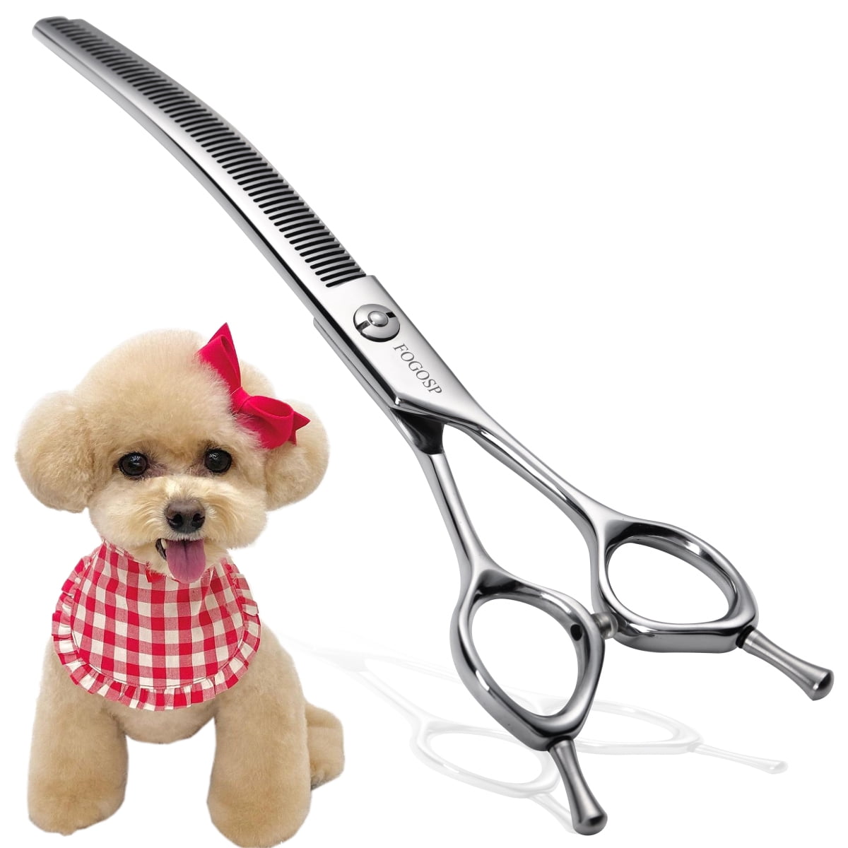 FOGOSP Curved Thinning Shears for Dogs Grooming 7.5'' Multipurpose
