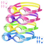 FOGULO 4 Pack Kids Swim Goggles 4-14, Anti Fog Swimming Goggles with UV Protection, Boy and Girl Waterproof Goggles