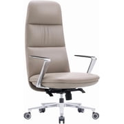 FOH Ergonomic Office Chair, Premium Cream Faux Leather Executive Desk Chairs for Home, Office