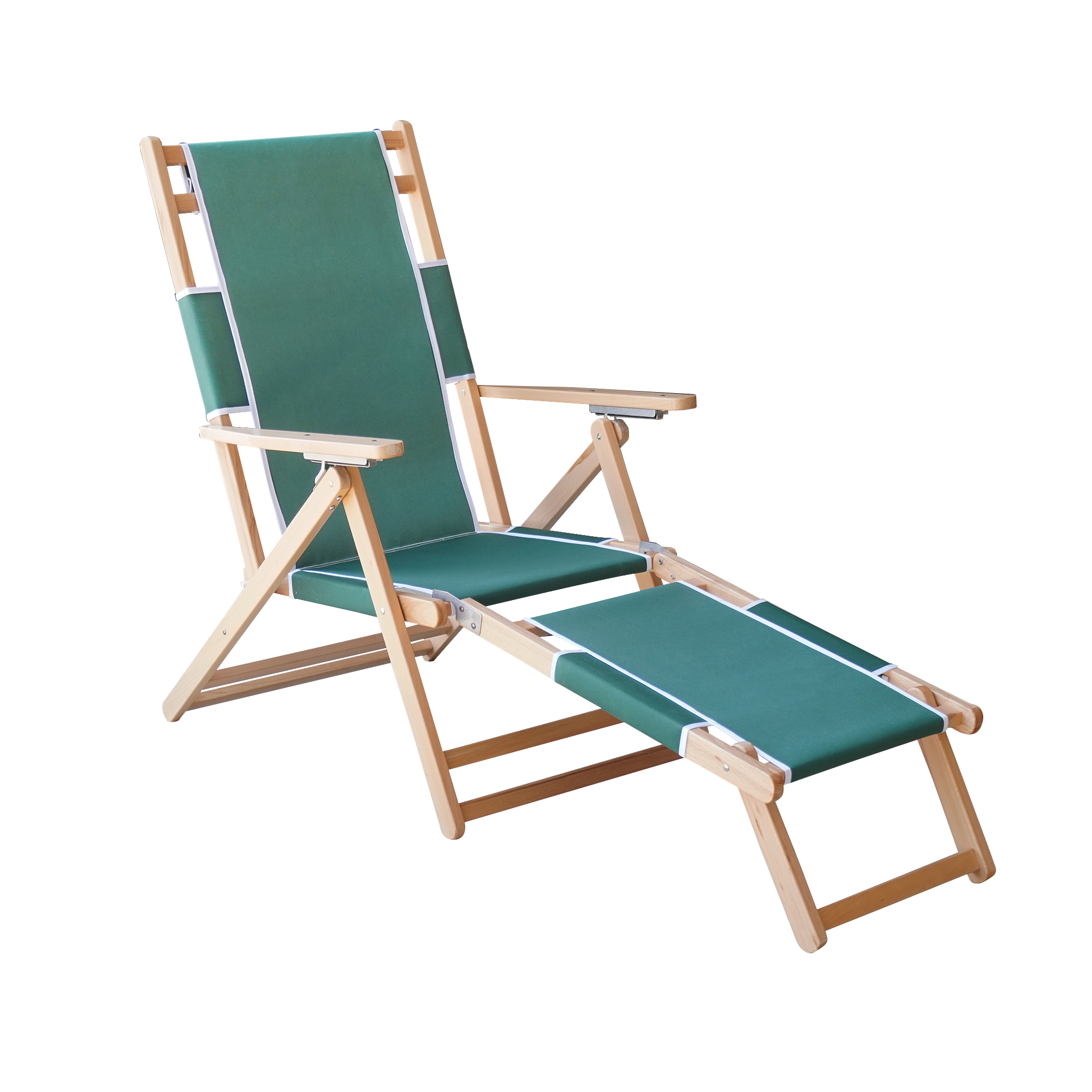 FOH Solid Wood Frame Foldable Beach Lounge Chair Reclining Wooden Beach