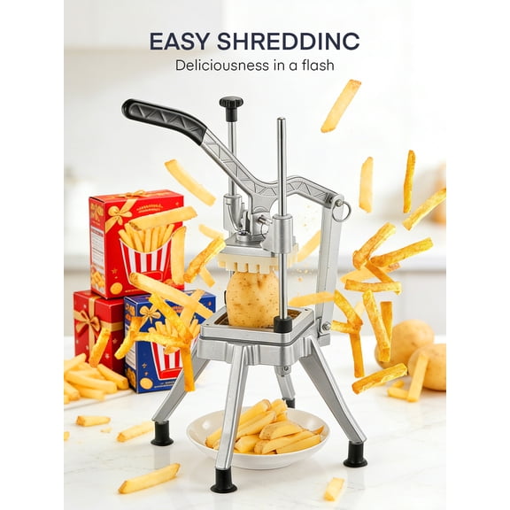 FOHERE Commercial Vegetable Fruit Chopper, W/6-Wedge Slicer&1/4″&3/8″&1/2" Blade Professional Food Dicer French Fry Cutter Onion Slicer Stainless Steel For Tomato Peppers Potato Mushroom