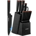 thumbnail image 1 of FOHERE 13 Pieces Knife Set with Block, Stainless Steel Knive Sets for Kitchen with Built-in Sharpener Sharp Granite Kitchen Knife Block Set with Anti-slip Handle Rust Resistant, Black, 1 of 9