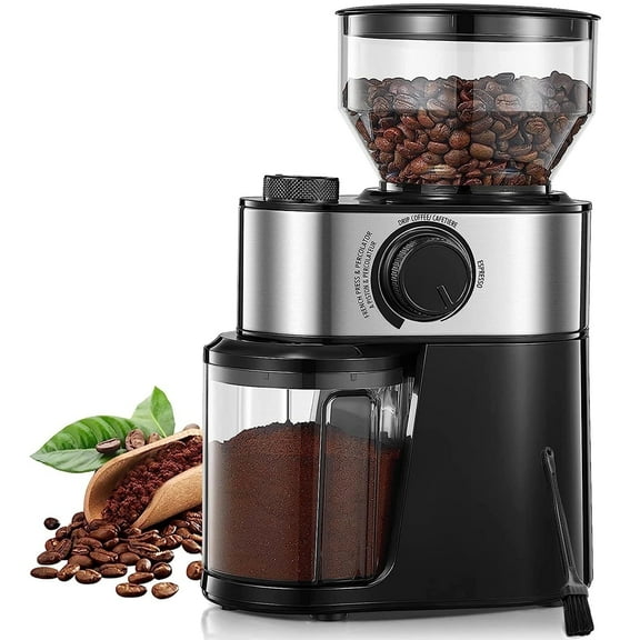 Electric Burr Coffee Grinder FOHERE, 200W Upgrade, 18 Precise Grind Settings, 2-14 Cup Adjustable, Only for Grind Coffee, Black