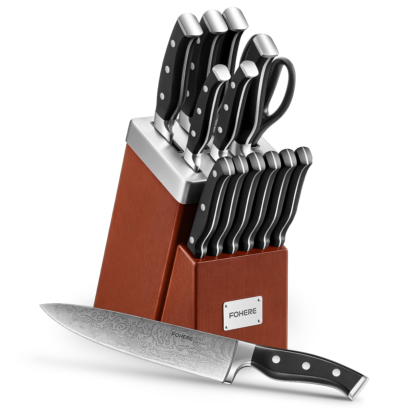 FOHERE 14Pieces Knife Set with Selfsharpening Technology, Ultra Sharp