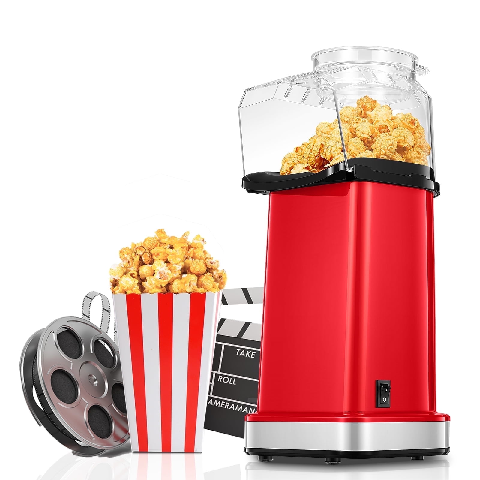 FOHERE 18 Cup Hot Air Popcorn Popper, 1400W, Red, for Party and Movie Night