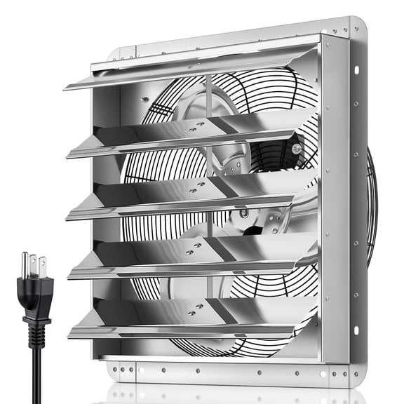 FOHERE 20 Inch Shutter Exhaust Fan Wall Mounted, High Speed 3500CFM Vent Fan with 1.65M Power Cord, Quiet Air Circulation for Garages And Shops, Greenhouse,Attic, Shed, Commercial Use