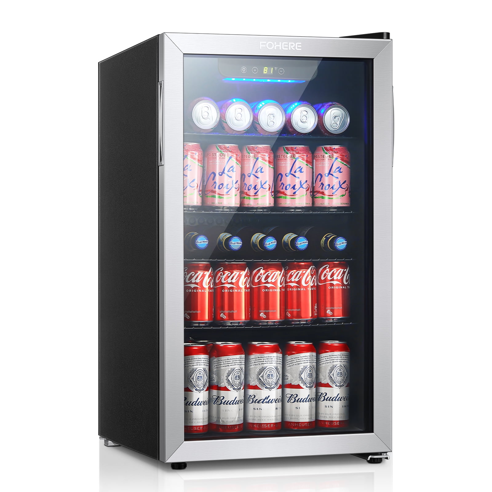 FOHERE 3.2 Cu.ft Beverage Refrigerator Cooler, 126 Can Mini Fridge ...