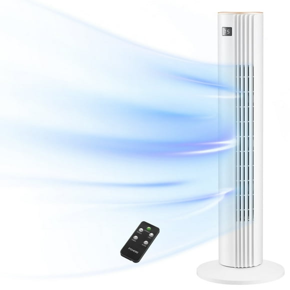 FOHERE Tower Fan for Home, 30'' Oscillating fan with Remote, 3 Speeds, Timer, Quiet Portable Bladeless Stand Fan for Bedroom, Office Use