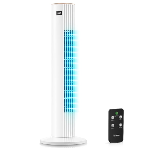 FOHERE Quiet Tower Fan for Home, Oscillating Cooling Fan with 3 Speeds 3 Wind Modes, 12 Timer, 30" Standing Fan for Bedroom and Office
