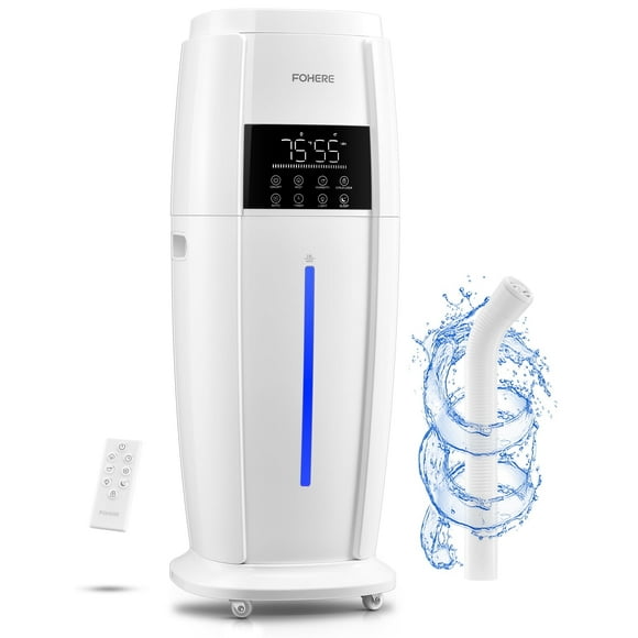 FOHERE 4.8Gal/18L Humidifier Large Room, Easy Top Fill Cool Mist Tower Humidifiers Quiet for Home, Plants, Commercial, Whole House Cover up to 1500ft, with Smart Sensor, Remote, 5 Speeds, White