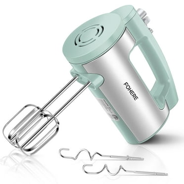 FOHERE 6 Speed Hand Mixer with Turbo Boost, Kitchen Hand Held Mixer Immersion Blender for Food Whipping, Includes 3 Attachments, Green