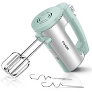 FOHERE 6 Speed Hand Mixer with Turbo Boost, Kitchen Hand Held Mixer Immersion Blender for Food Whipping, Includes 3 Attachments, Green