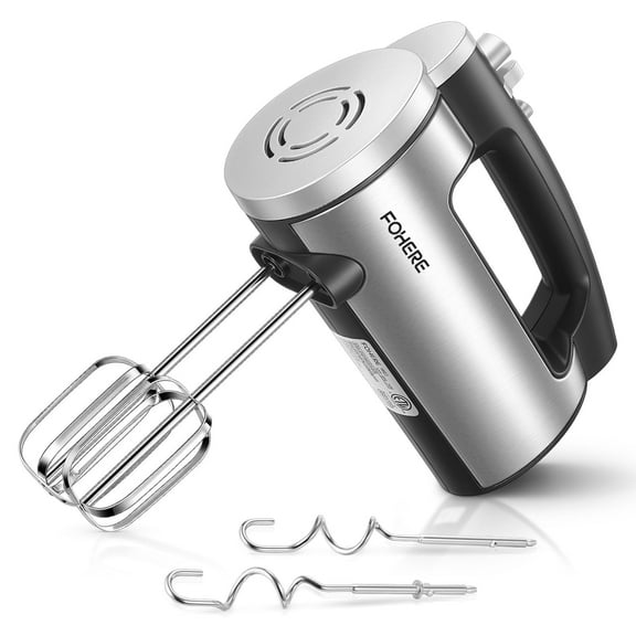 6 Speed Hand Mixer with Turbo Boost, Kitchen Immersion Blender for Food Whipping, Egg Beaters Includes 3 Attachments, Silver