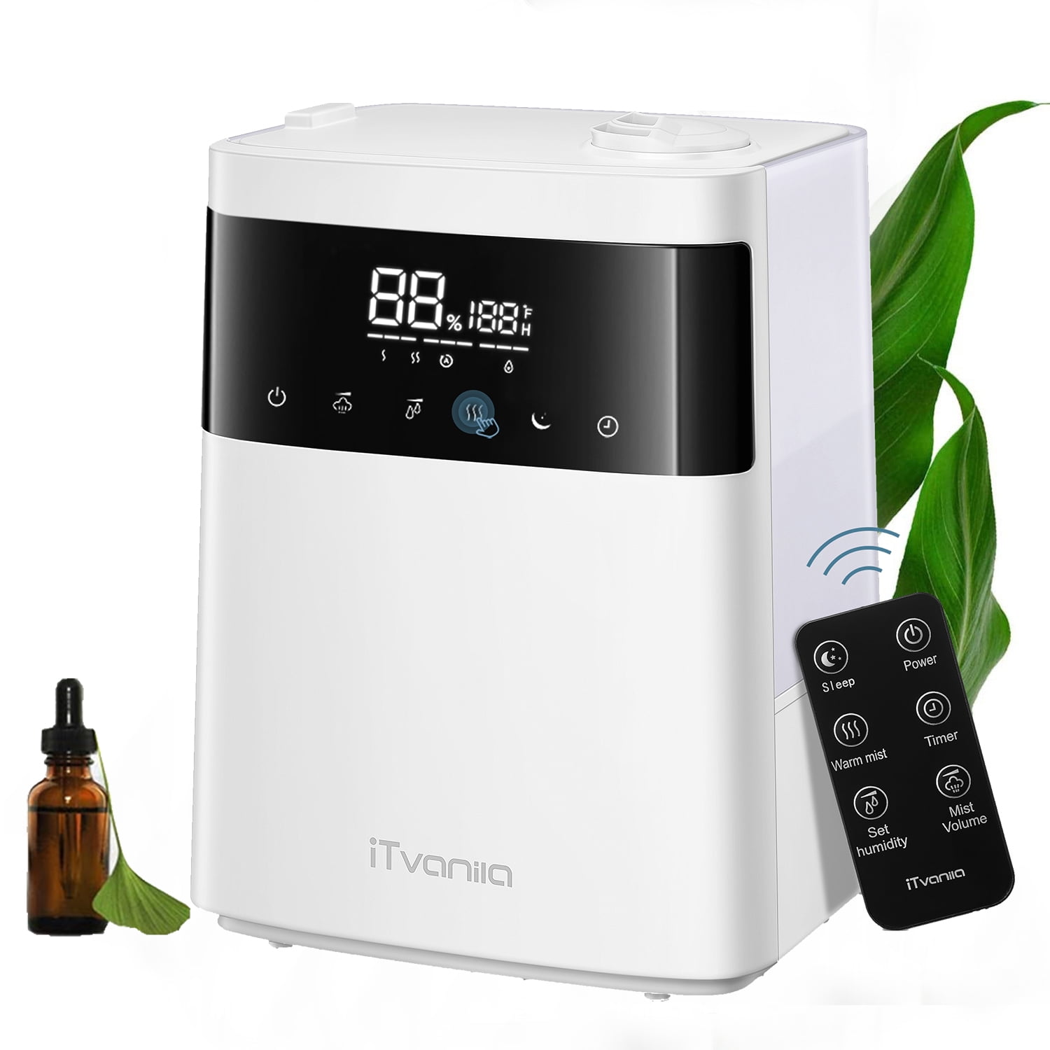 ITvanila Humidifier, 5.5L Warm and Cool Mist Humidifiers for Bedroom with Customized Humidity, Sleep Mode and 12H Timer, for Living Room, Office and Baby Room (White)