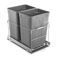 thumbnail image 1 of FOHERE Double Pullout Trash Can for Kitchen Cabinets 35 Qt Garbage Recycling Bin on Full Extension Slides, Black, 1 of 6