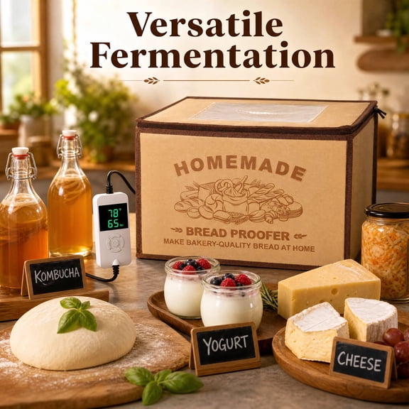 FOHERE Foldable Bread Proofing Box Temperature Control 32-113°F, 48H, Large Capacity Dough Proofer for Sourdough, Pizza, Yogurt, and Fermentation