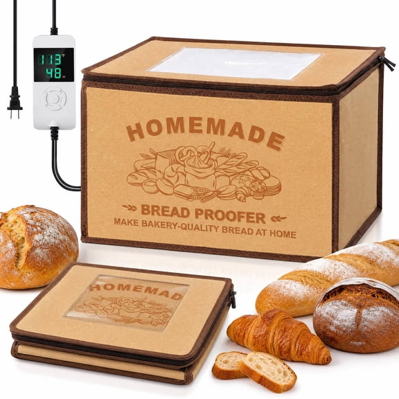FOHERE Foldable Bread Proofing Box Temperature Control 32-113°F, 48H, Large Capacity Dough Proofer for Sourdough, Pizza, Yogurt, and Fermentation