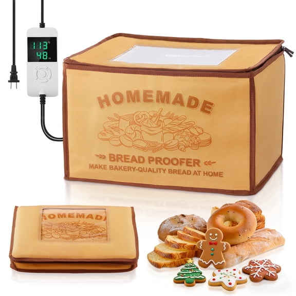 FOHERE Foldable Bread Proofing Box Temperature Control 32-133°F, 48H, Large Capacity Dough Proofer for Sourdough, Pizza, Yogurt, and Fermentation