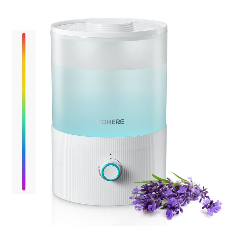 FOHERE Humidifiers for Bedroom, 3.2L Top Fill Cool Mist Ultrasonic  Humidifier for Baby Rooms and Plants, 2-IN-1 Essential Oil Diffuser with  7-color