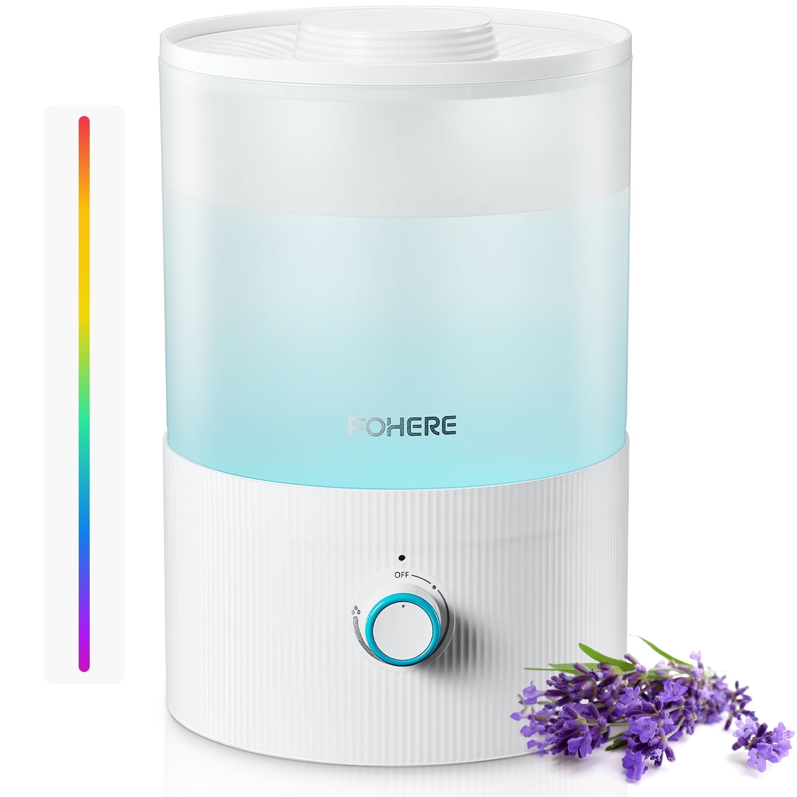 FOHERE Humidifiers for Bedroom, 3.2L Top Fill Cool Mist Ultrasonic Humidifier for Baby Rooms and Plants, 3-IN-1 Essential Oil Diffuser with 7-color Light and Auto Shut-off, BPA-Free, Quiet, White