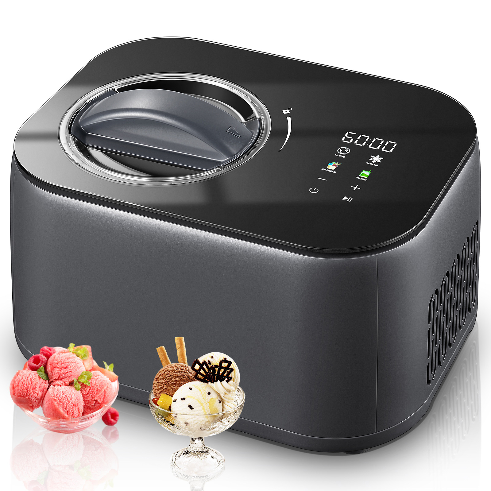 TINANA Ice Cream Maker with Compressor, Automatic Ice Cream Maker