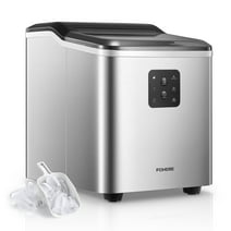 FOHERE Ice Maker Countertop 2 Sizes, 28lbs in 24h, 9 Bullet Ice in 6M, Selfclean, Stainless Steel