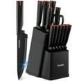 thumbnail image 1 of FOHERE Knife Set with Block  13 Pieces Stainless Steel Knive Sets for Kitchen with Built-in Sharpener Sharp Black Kitchen Knife Block Set with Anti-slip Handle,Black, 1 of 8