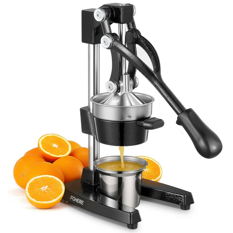 FOHERE Manual Citrus Juicer Easy Juicing, Easy Clean Stainless Steel and Cast Iron