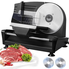 FOHERE Meat Slicer, 200W Deli & Food Slicer with Two Removable 7.5’’ Stainless Steel Blade with Adjustable Thickness Knob (0-15mm) for Meat, Cheese, Bread