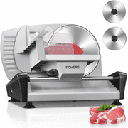 FOHERE Meat Slicer Electric Deli Food Slicer with 7.5 Removable Stainless Steel Blade, Cuts Meat, Cheese, Bread, Silver