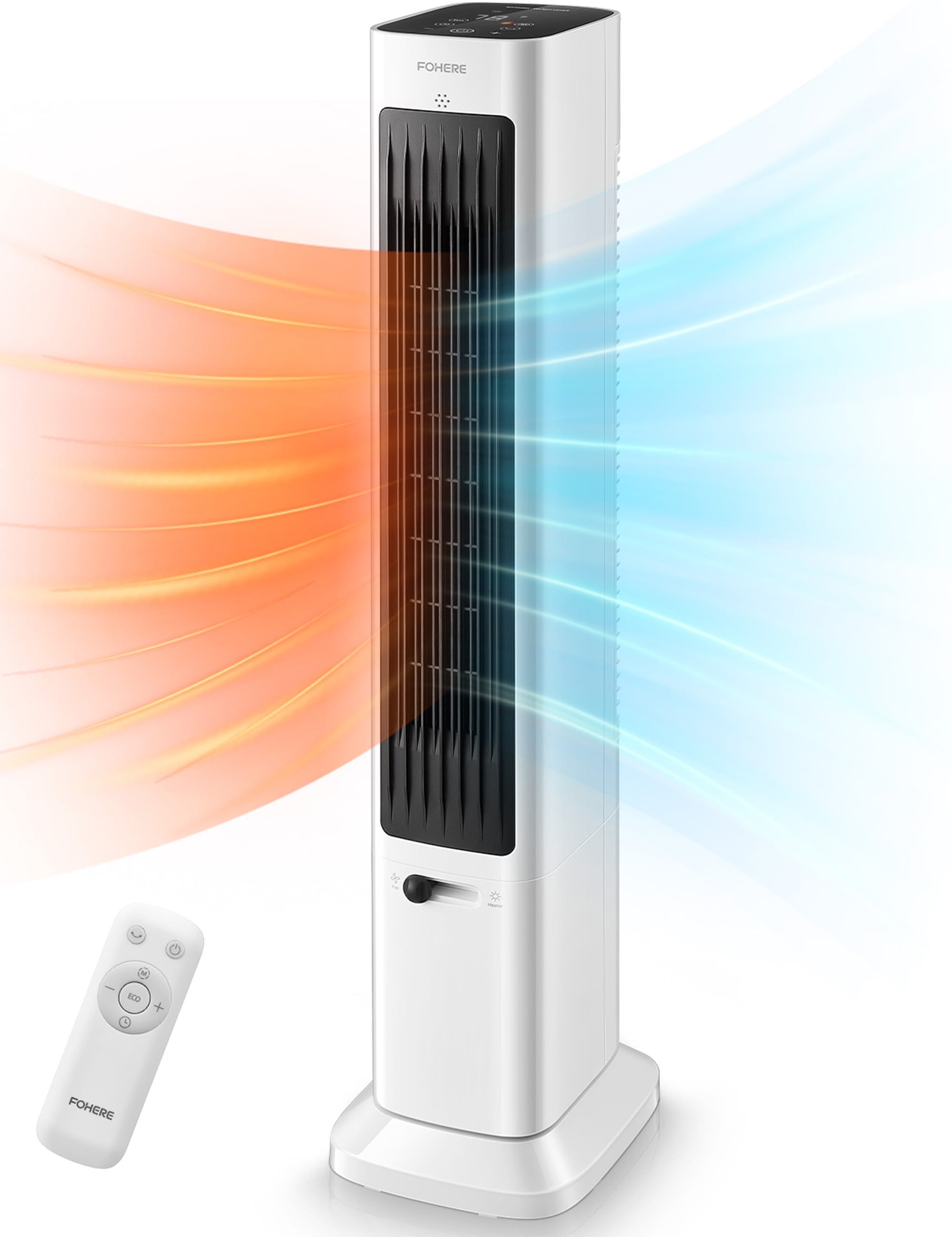 FOHERE Oscillating Tower Fan and Space Heater 3 Speed High Velocity Fan, 17.3 lb