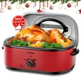 thumbnail image 1 of FOHERE 26 Quart Electric Roaster Oven with Visible & Self-Basting Lid, Large Turkey Roaster with Defrost Warm Function, Adjustable Temperature, Removable Pan Rack, Stainless Steel, Red, 1 of 8