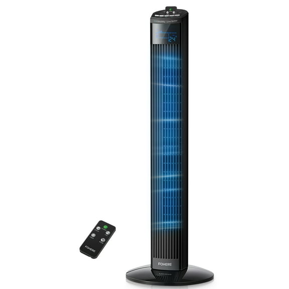 FOHERE Tower Fan, 36" Oscillating Tower Cooling Fan with Remote Control, 12-Hour Timer and Sleep Mode, Portable Stand up Floor Bladeless Fan (Black)