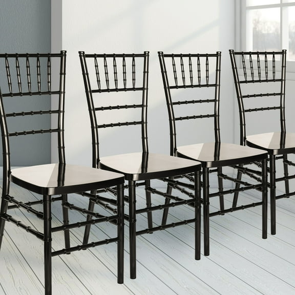 FOHFurniture Set of 4 Black Acrylic Chiavari Chairs, Modern Dining Ghost Chair