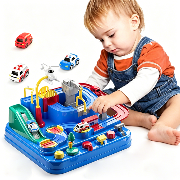 FOIDEV Race Track Car Toys for Kids 3 4 5 6 Years Old - City Adventures Set for Boys 3-5 Years Old,Boys Toys for Toddlers 3-4 Years with 3 Small Cars,Educational Games Boys Gifts 3-4
