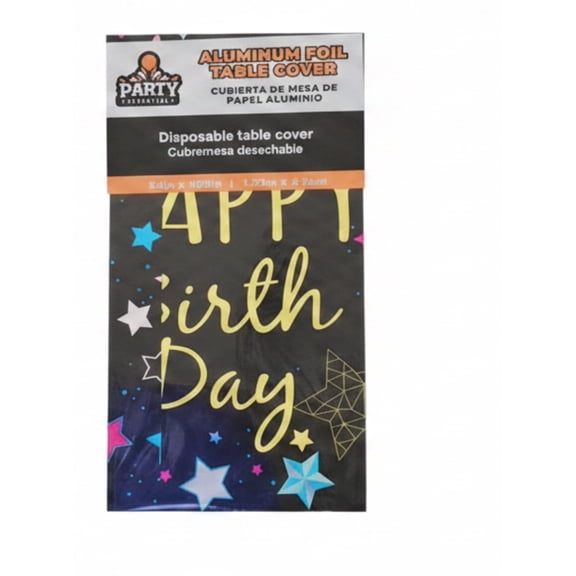 FOIL TABLE COVER "HAPPY BIRTHDAY" 54" 108"
