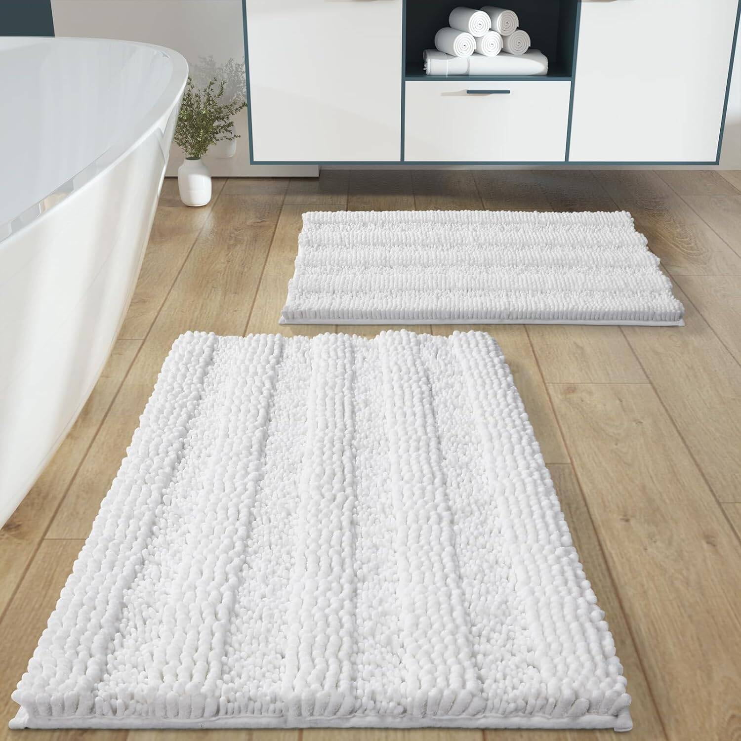 Soft Plush Shaggy Microfiber Bath Rug, Non Slip shops Bath Mat White 20