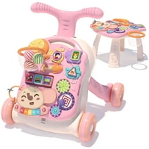 FOINWER Baby Push Walker Girl,3 in 1 Push Toys,Walker with Wheels Kids’Multiple Educational Activity,for Infant Boys Girls (Pink)