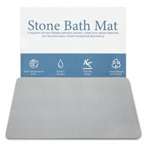 FOINWER Stone Bath Mat,Diatomaceous Earth Stone Mat with Anti Slip Pad,23.5" x 15.5" Ultra-Absorbent Non-Slip Stone Bath Mat,Gray