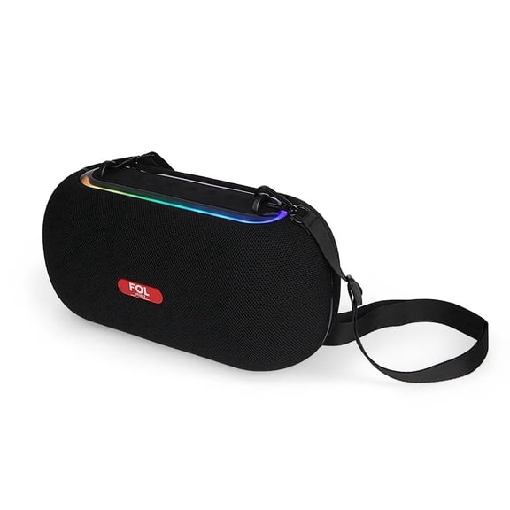 FOL FS-R317 LED Lighting Wireless Portable Speaker with Carrying Strap, Black