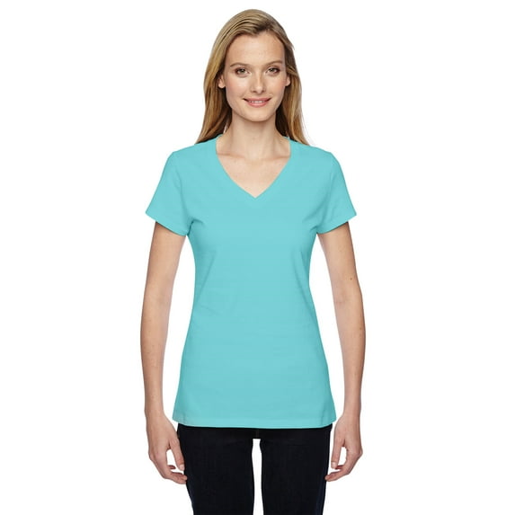 FOL SFJV Ladies Sofspun Junior Fit V-Neck T-Shirt - Scuba Blue, 2XL