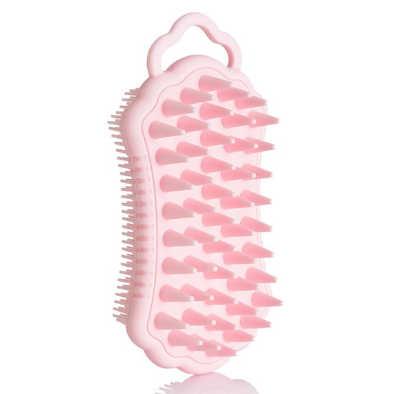 FOLADION 2 in 1 Silicone Body Cloud Scrubber, Shower and Shampoo Massaging Brush, Exfoliating Body and Head Scrubber, Scalp Massager/Brush, Easy to Clean (Pink)