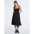thumbnail image 1 of Scoop Women’s and Women’s Plus Foldover Square Neck Midi Dress, Sizes XS-4X, 1 of 5