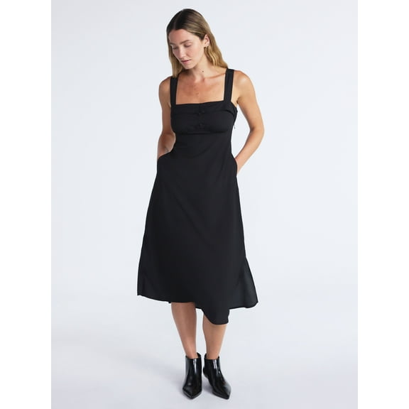 Scoop Women’s and Women’s Plus Foldover Square Neck Midi Dress, Sizes XS-4X